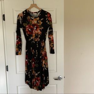 Black floral midi dress